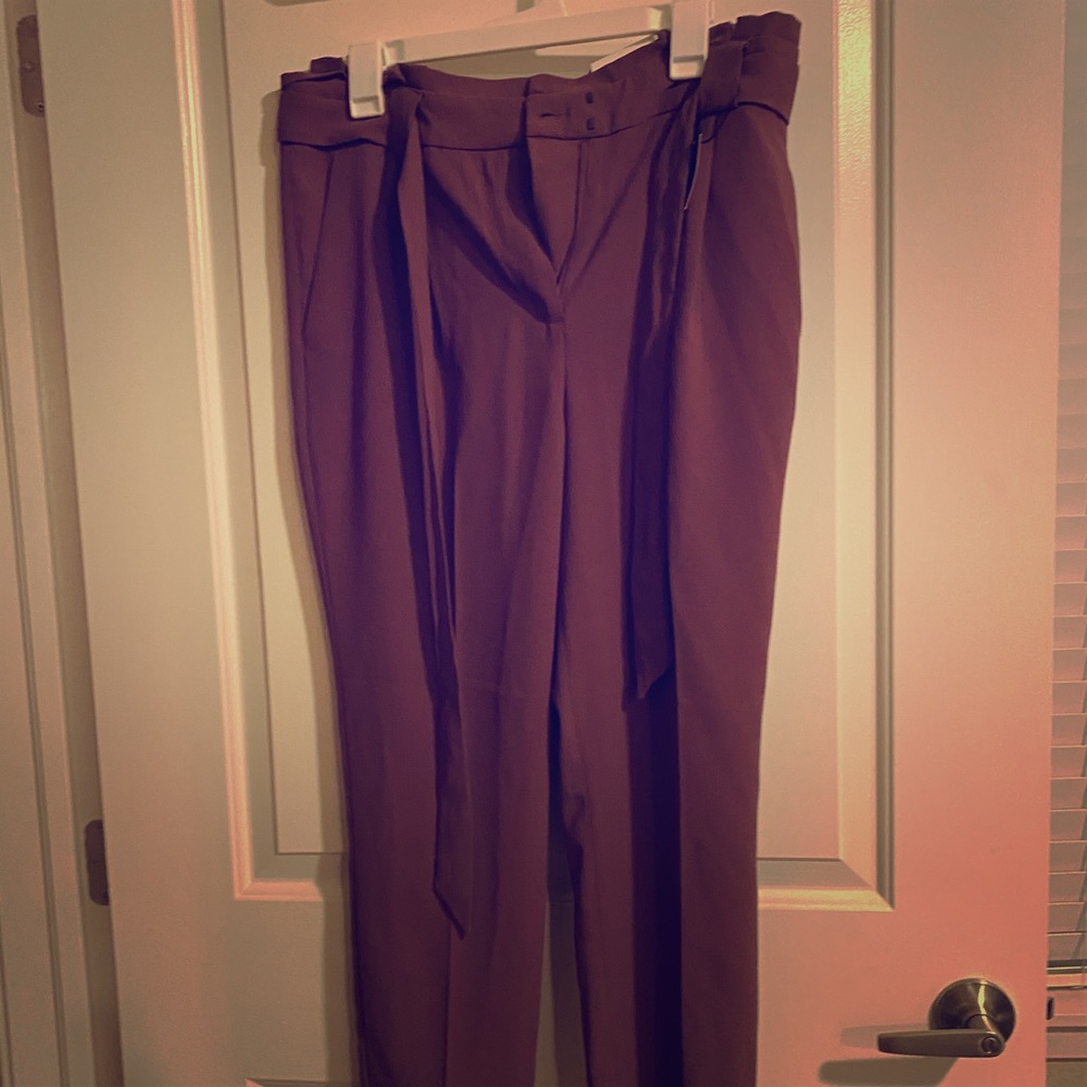 High waisted paper bag pant in dusty rose